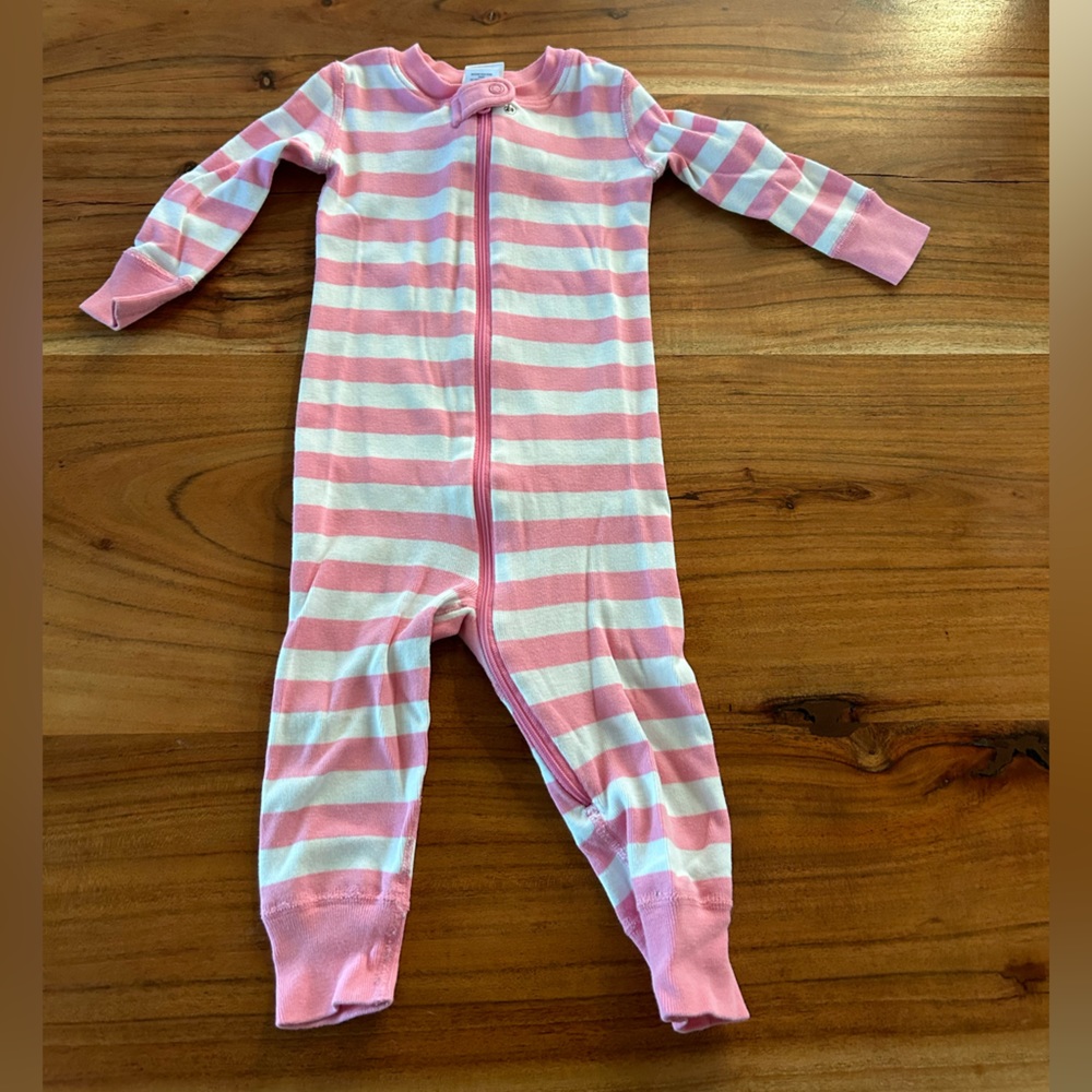 12-18 Month Hanna Andersson Baby Zip Sleeper Pink and White Stripes
